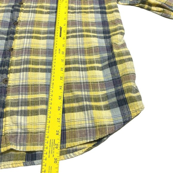 Wrangler Hero Button Down Shirt Mens Size XL XLarge Yellow Blue Check Cotton L/S - Picture 7 of 10